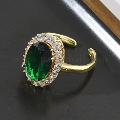 Bagues ouvertes en laiton avec micro pavé de zircones cubiques pour femmes&nbsp;RJEW-L343-17G-08