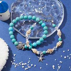 Bracelets extensibles en turquoise synthétique&nbsp;BJEW-JB10091-02