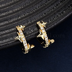 Латунные серьги-манжеты из прозрачного кубического циркония&nbsp;EJEW-D328-02G-03