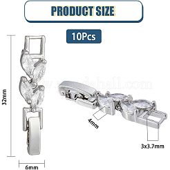 10 шт. застежки для часов из латуни с прозрачным кубическим цирконием ZIRC-FH0001-38P