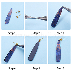 Unnyclue DIY イヤリング作り  酢酸セルロース（樹脂）の大きなペンダント  ピアス  ピアスバックキャッチ  ゴールドカラー&nbsp;DIY-SC0007-84G