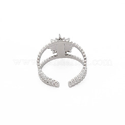 Bague ouverte en acier inoxydable 201 avec monture en émail&nbsp;LS-STAS-S119-159B-P