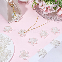 プラスチックビーズキャップ50個  花  フローラルホワイト  41x42.5x11mm  穴：3mm&nbsp;KY-BM0001-03