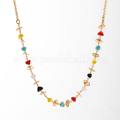 Элегантные ожерелья из цепочек ручной работы из латуни и синтетической каменной крошки для женщин&nbsp;BM0340