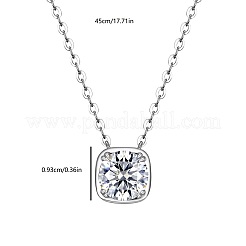 Collana con pendente quadrato in argento sterling e moissanite da 925 carati&nbsp;RU6226