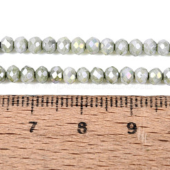 Cuentas de vidrio rondelle galvanizadas antideslustre&nbsp;EGLA-T021-3mm-17-02