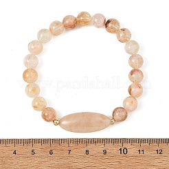Bracciali elasticizzati con perline rotonde e ovali in pietra naturale mista&nbsp;BJEW-JB14485