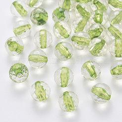 透明なアクリルビーズ  ラウンド  多面カット  黄緑  6x5.5mm  穴：1.4mm  約4160個/500g&nbsp;TACR-S154-11A-83