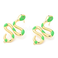 Эмалевые серьги-гвоздики в виде змеи со стразами&nbsp;EJEW-D059-03