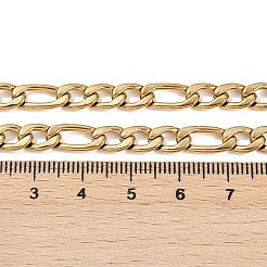 男性用ファッショナブルな304ステンレススチールフィガロチェーンネックレス  カニカン付き  ゴールドカラー  21.65インチ（55cm）x6mm&nbsp;LS-STAS-A028-N017G