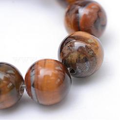 Круглый природных тигровый глаз шарик нити G-R345-4mm-25