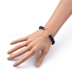 Bracelets de perles extensibles rondes en lapis-lazuli naturel (teint)&nbsp;BJEW-JB05408-02