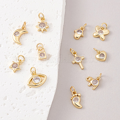 22 шт. 11 стиля латунных подвесок с микропаве из прозрачного кубического циркония FIND-GA0004-46