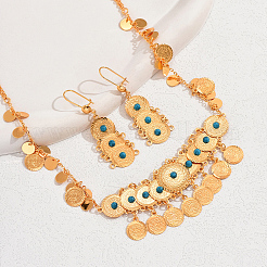 Комплекты из винтажных латунных и синтетических бирюзовых серег и ожерелий для женщин SY5803