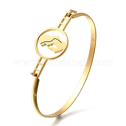 Женские браслеты с плоскими круглыми звеньями из нержавеющей стали 201 BJEW-R014-01G-05