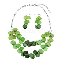 Комплекты из плоских круглых подвесных серег и двухслойных ожерелий FS-WG04E23-03