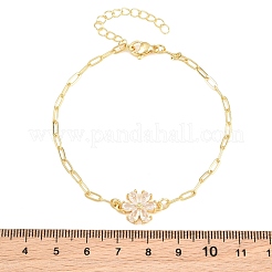 Bracelets en laiton pavés de zirconiums cubiques en forme de fleur pour femmes&nbsp;KK-CBA68DA-07B-G