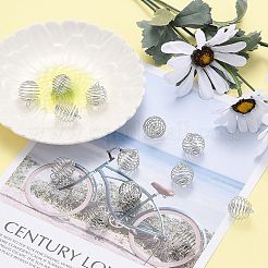 鉄線のペンダント  スパイラルビーズケージペンダント  ラウンド  プラチナ  25~26x20mm  穴：5~6mm&nbsp;X1-IFIN-R231-20mm-P