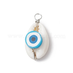 Подвески из полимерной глины ручной работы из натуральной ракушки каури и сглаза PALLOY-JF03812