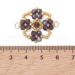 Ciondoli con connettori a forma di fiore con perline di vetro galvanizzate&nbsp;PALLOY-MZ01297-01