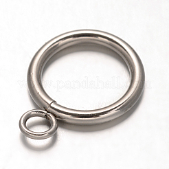 変色防止リング 304 ステンレススチールペンダント  ステンレス鋼色  18.5x14x2mm  穴：3mmと10mm&nbsp;STAS-F075-P17B