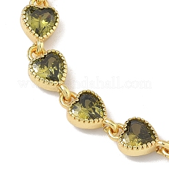 Bracelets en laiton pavés de zirconiums cubiques en forme de cœur pour femmes&nbsp;BJEW-P385-07G-03