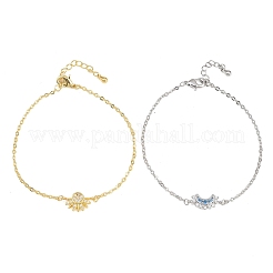 2 шт. латунный браслет с микропаве из кубического циркония&nbsp;BJEW-G782-01GP