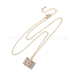 Colliers pendentifs en laiton émaillé en forme de livre pour femmes&nbsp;KK-CBAF5B9-01G-11