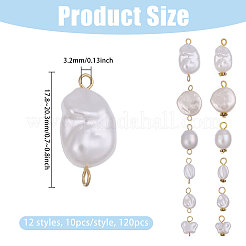 120 шт. 12 стиля из АБС-пластика с акриловыми жемчужинами и железными подвесками и подвесками-соединителями&nbsp;PALLOY-PH01910