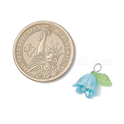 プラスチック模造真珠ビーズペンダント付きアクリルビーズ  花  真鍮ボールヘッドピン付き  プラチナ  14.5x16x11mm  穴：3mm&nbsp;PALLOY-JF03825-01