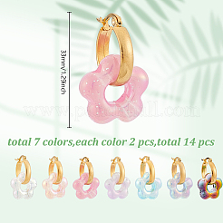 7 пара серег-колец в форме цветка из нержавеющей стали 304&nbsp;EJEW-AR00007