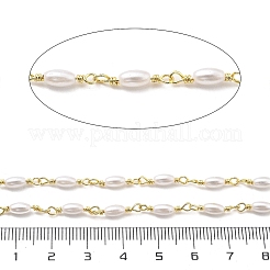 Цепи из латуни и АБС-пластика с овальными звеньями и жемчугом CHC-G024-10G