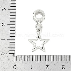 ラックメッキ真鍮ヨーロピアンダングルチャーム  中空星の大きな穴のペンダント  鉛フリー＆カドミウムフリー  アンティークシルバー  27.5mm  穴：4.5mm&nbsp;KK-R200-08AS