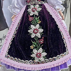 12 ярд двухцветного нейлонового эластичного кружева с оборками OCOR-GL0001-07