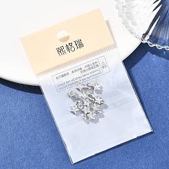 シェグレース 真鍮製クリアキュービックジルコニアチャーム  カドミウムフリー＆ニッケルフリー＆鉛フリー  スターのチャーム  プラチナメッキ  9.5x6x3.5mm  穴：2x1.4mm&nbsp;XGRQ2O811-423P
