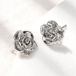 Серьги-гвоздики в виде цветка из латуни EJEW-P322-06A-P