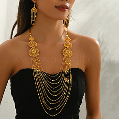 Набор из многослойного ожерелья и серег в форме сердца из сплава для женского банкета&nbsp;FY9686