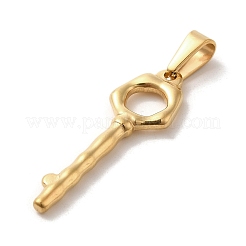PVD真空メッキ304ステンレスペンダント  キーチャーム  ゴールドカラー  34~35x11x3mm  穴：3x7.5mm&nbsp;STAS-B053-21G