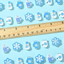 60 шт. 6 стиля печатных деревянных бусин с рождественской тематикой WOOD-FS0001-33