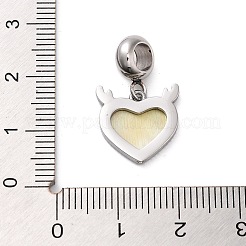 Европейские подвески-шармы из нержавеющей стали 304 с белыми ракушками STAS-G308-32P-01