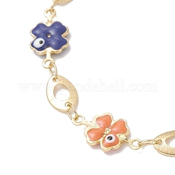 Браслеты-цепочки с латунной эмалью в виде клевера&nbsp;BJEW-JB13025