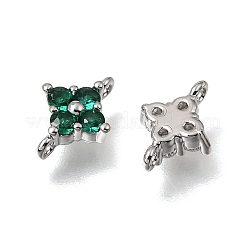 Breloques connecteurs en forme de fleur en laiton pavé de zircones cubiques&nbsp;KK-K427-04P
