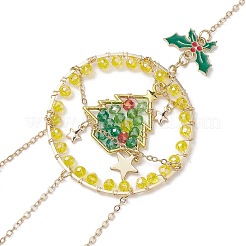 Décoration de pendentif d'arbre de noël en laiton enveloppé de fil de perles de verre&nbsp;X1-HJEW-TA00235