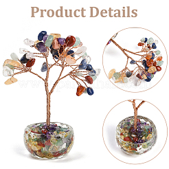 1 pz. decorazioni albero della vita con pietre preziose miste naturali&nbsp;DJEW-DJ0001-08A