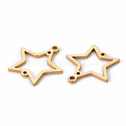 201 ステンレス シャンデリア コンポーネント リンク  スター  レーザー切断  ゴールドカラー  21x20x1mm  穴：1.5mmと1mm&nbsp;STAS-T052-29A-G
