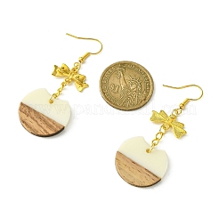 Серьги с подвесками из смолы и орехового дерева&nbsp;EJEW-JE05507-04