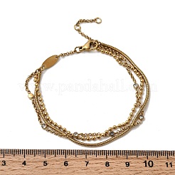 Многорядные браслеты из нержавеющей стали 304 с микропаве из кубических цирконий BJEW-C137-02G