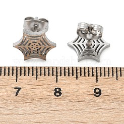 Серьги-гвоздики в виде паутины из нержавеющей стали 304&nbsp;X-EJEW-G294-01P