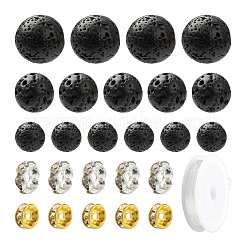 Круглые бусины из натурального лавового камня для изготовления браслетов «сделай сам»&nbsp;DIY-FS0002-01