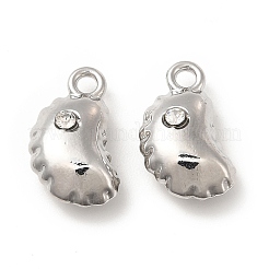 ラックメッキ合金ラインストーンチャーム  カドミウムフリー＆鉛フリー  豆  プラチナ  14.5x8x5mm  穴：1.6mm&nbsp;FIND-G044-08P
